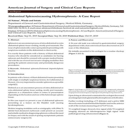 Abdominal Splenosiscausing Hydronephrosis- A Case Report