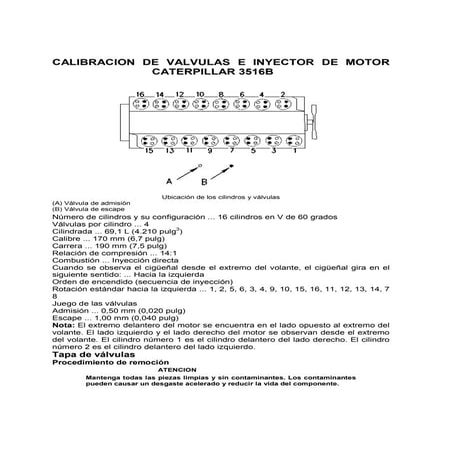 Ajuste de valvulas motor cat 3516 b