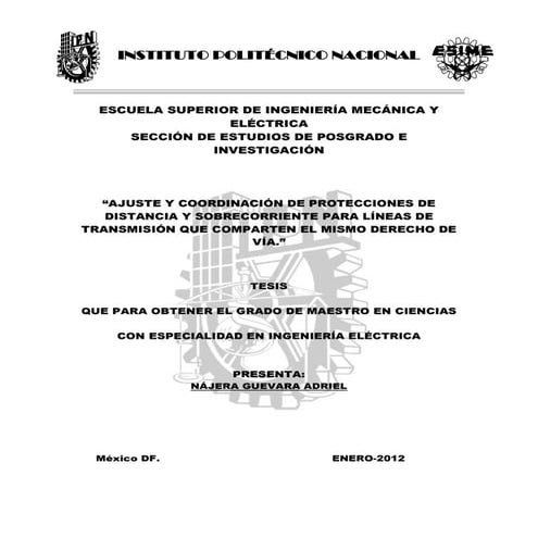 Ajuste y coordinacion de protecciones de distancia y sobrecorriente para line...