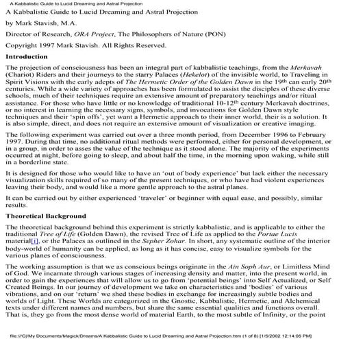 A kabbalistic guide to lucid dreaming and astral projection