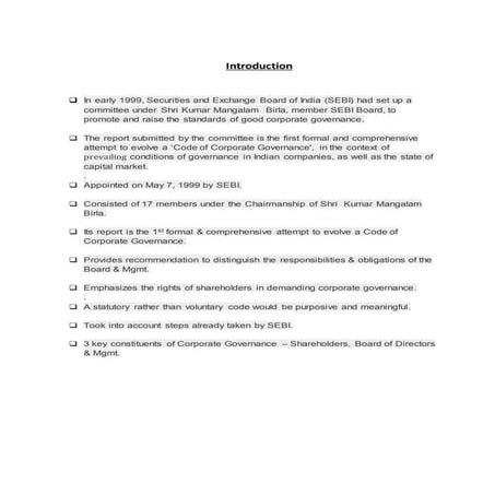 A word doc. on sri kumar mangalam birla committe