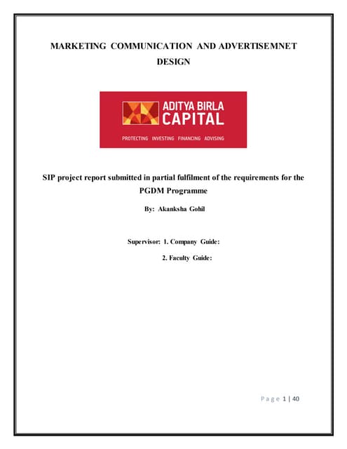 ABSLI SIP Report