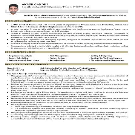 PMP certified project manger with around 8 years of experience