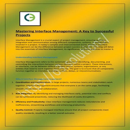 Mastering Interface Management: A Key to Successful Projects