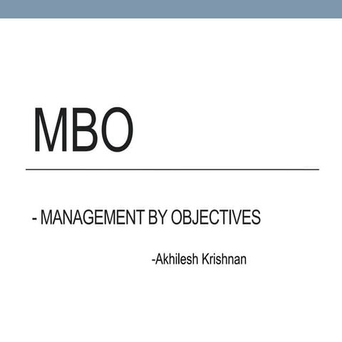 Managment By Objective