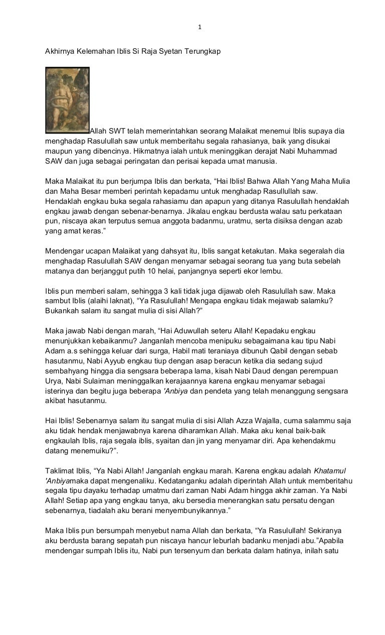 Akhirnya Kelemahan Iblis Si Raja Syetan Terungkap Doc Jadi 2