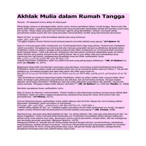 Akhlak mulia dalam rumah tangga | DOCX