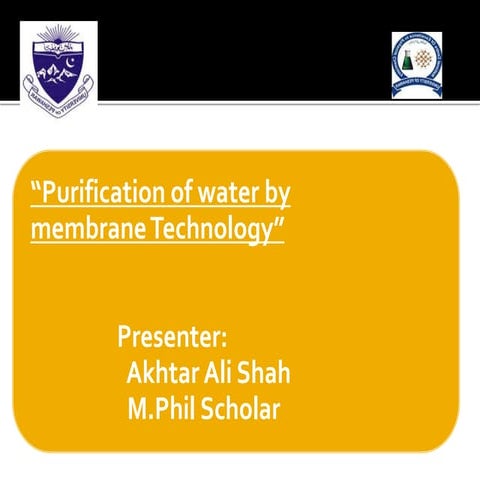 Purification Of Water By Membrane Technology Pptx