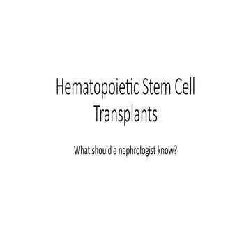 Acute Kidney Injury in Hematopoetic Stem Cell Transplant