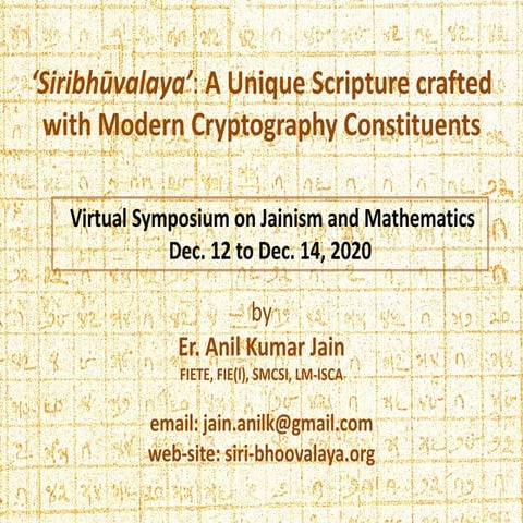 Symposium on Jainism and Mathematics - presentation : 2020 | PPTX