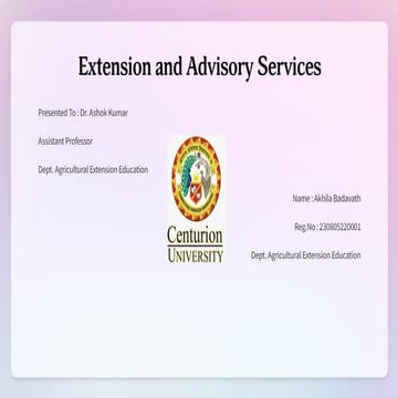 Agricultural Extension Advisory Services Overview | PPTX