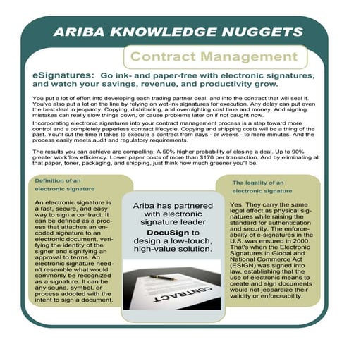 Ariba Knowledge Nuggets: eSignatures