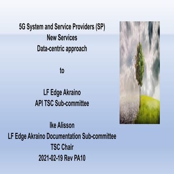 Akraino TSC ike Alisson 5G System and SP New Services Data Centric approach 2...