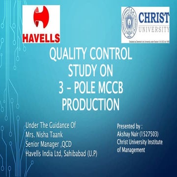 quality control STUDY ON 3 POLE MCCB MBA SIP report 