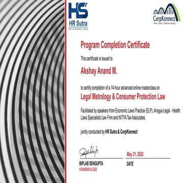 HR Sutra & CorpKonnect - LM & CPL Course Certificate