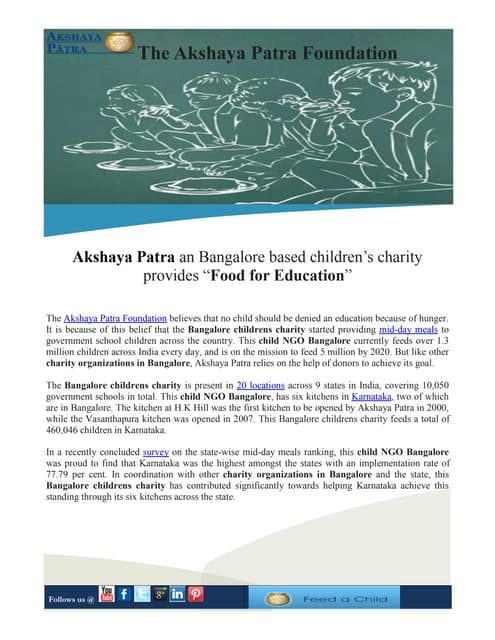 Akshaya patra serves up a solution to poverty and hunger | PDF