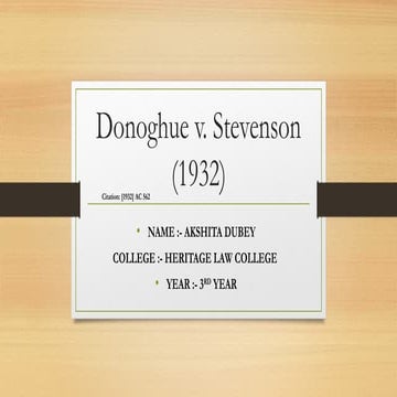 Donoghue vs. Stevenson (1932)! Case Law!