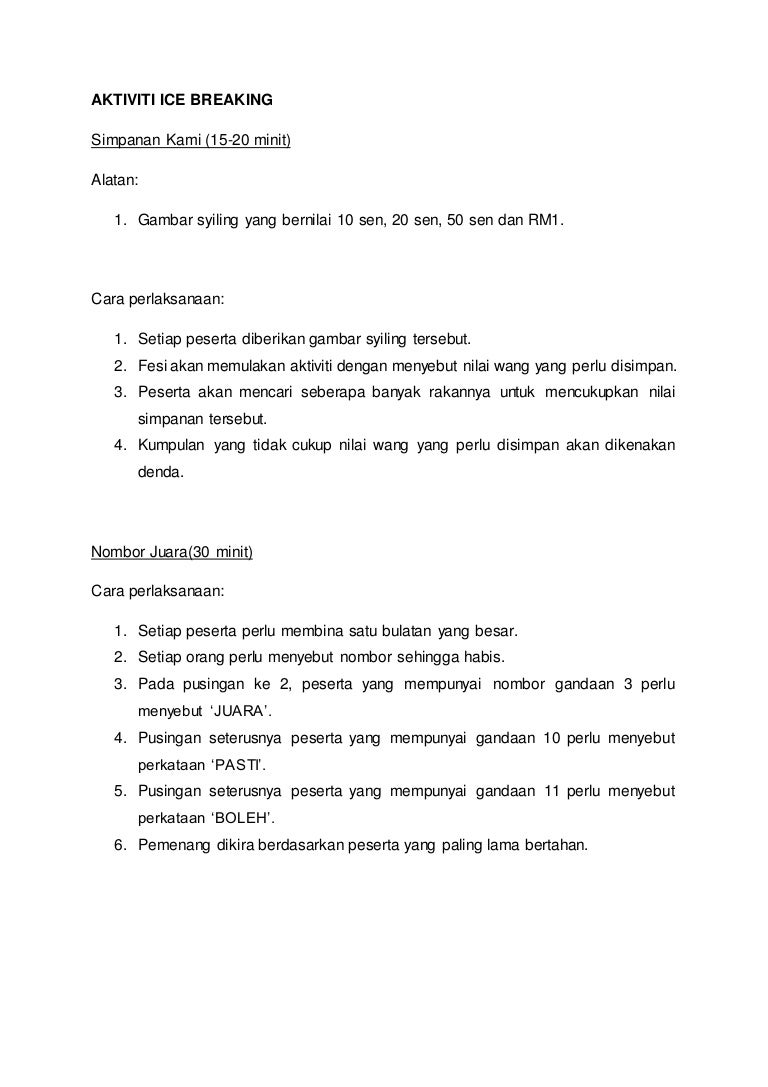 Aktiviti Ice Breaking