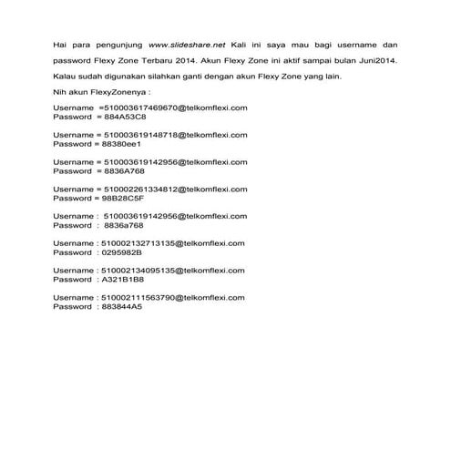 Akun Flexy Zone 2014 Terbaru