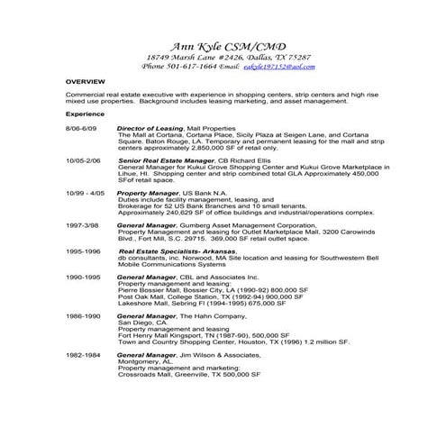 Resume Ann Kyle