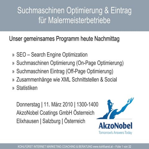 Suchmaschinen Optimierung und Eintrag für Malermeisterbetriebe