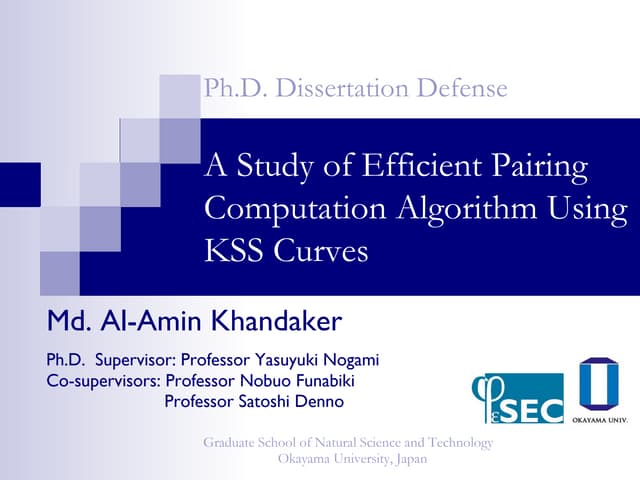 Pairing-Based Crypto: Ph.D. defence presentation