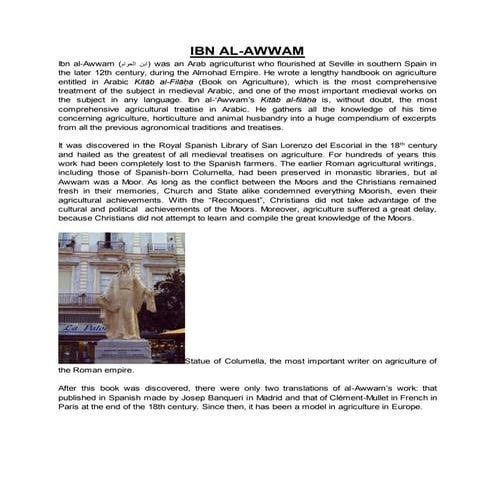 Ibn Al Awwam (12th century Muslim Botanist) | PPT
