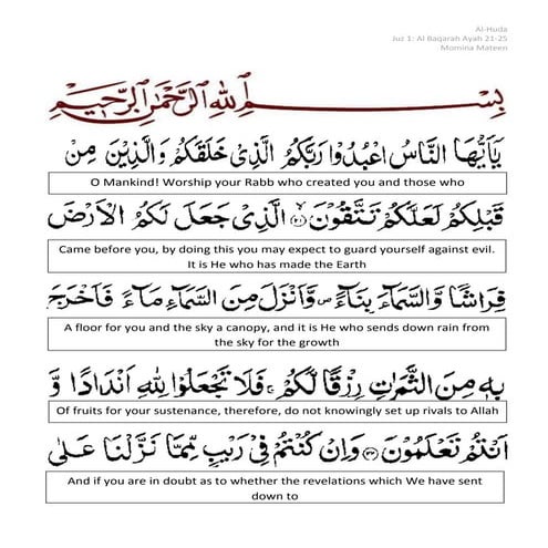Al Baqarah Ayah 21-25 Notes