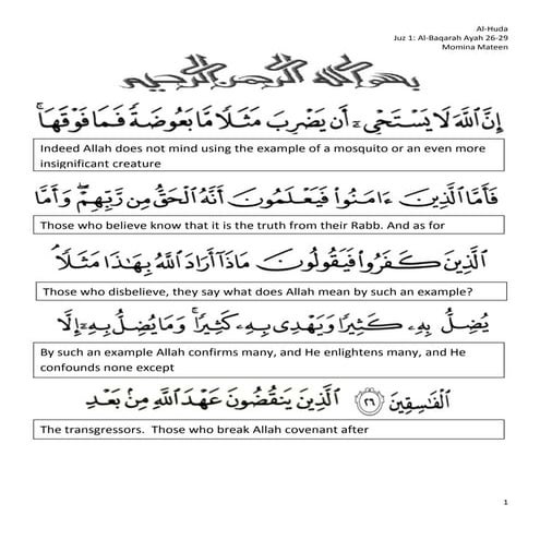 Al Baqarah Ayah 26-29 Notes