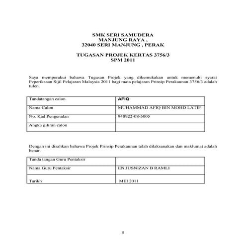 Contoh Kerja Kursus P.Akaun tahun 2011