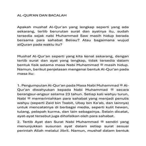 Mushaf Al-Qur'an Seperti Yang Kita Kenal Sekarang