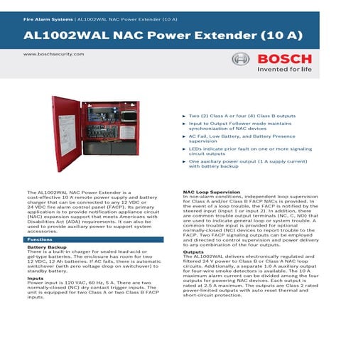 Bosch AL1002WAL Data Sheet