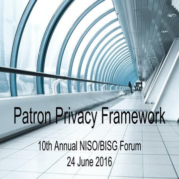 ALA NISO-BISG Forum - Patron Privacy