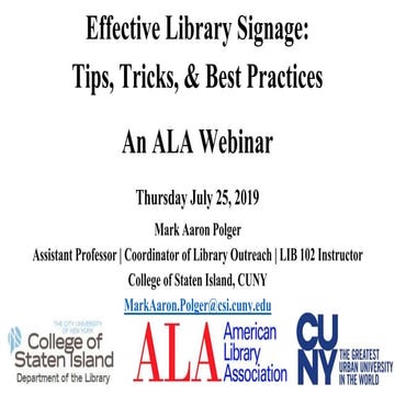 Effective Library Signage: Tips, Tricks, & Best Practices Sample Policy ...