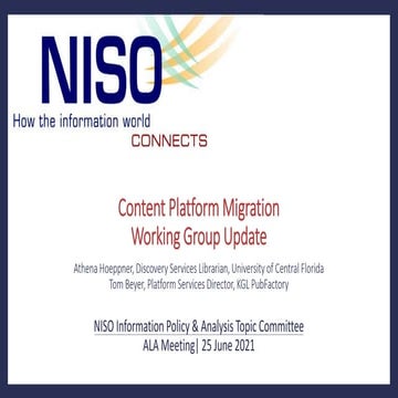 Beyer and Hoeppner "Content Platform Migration Working Group Update"