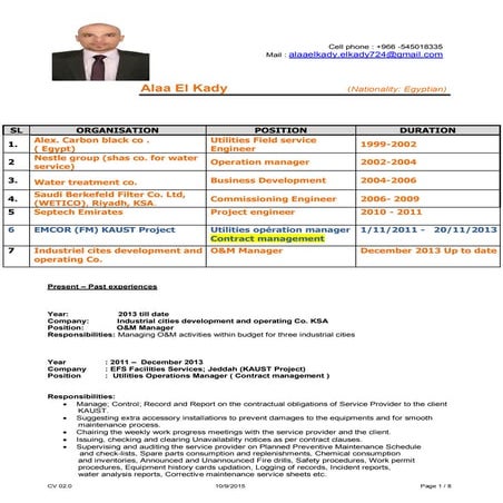 Alaa el kady  c.v 2015