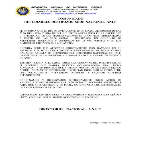 A la base destrozos sede anef