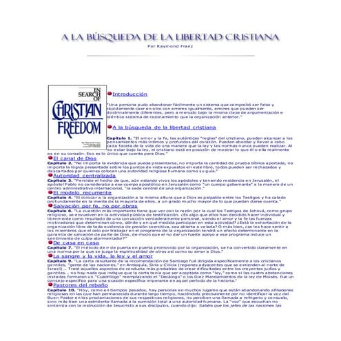 A LA BúSQUEDA DE LA LIBERTAD CRISTIANA