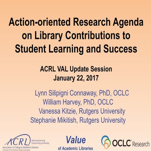 Action-Oriented Research Agenda on Library Contributions to Student Learning ...