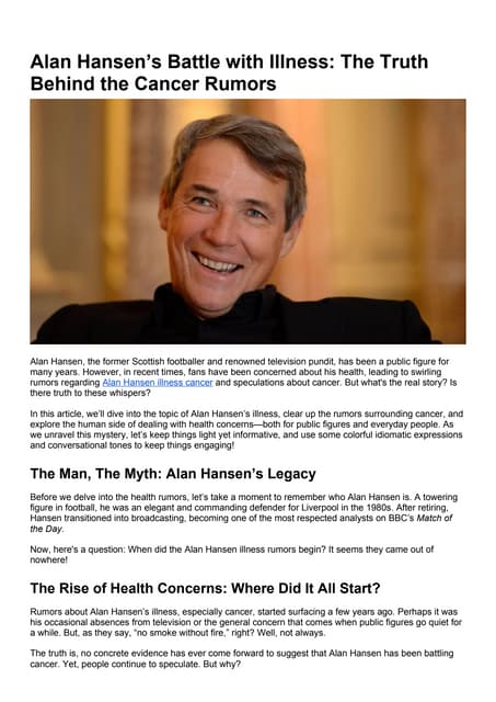 Alan Hansen’s Battle with Illness_ The Truth Behind the Cancer Rumors