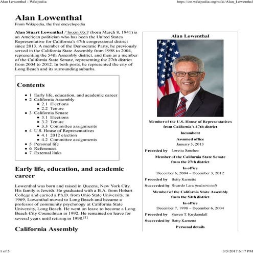 Alan lowenthal   wikipedia(highlighted)