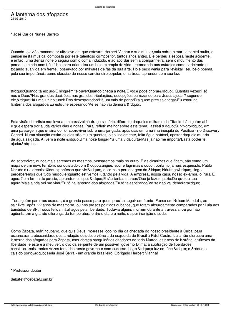 Letra Da Musica Lanterna Dos Afogados