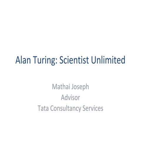 Alan Turing Scientist Unlimited | Turing100@Persistent Systems