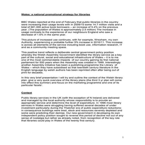 Wales - a National Promotional Strategy for Libraries