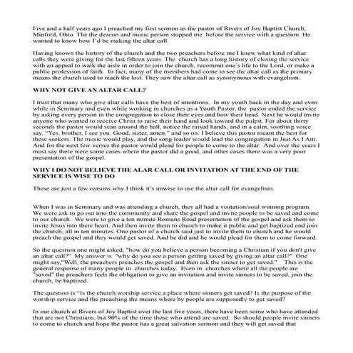 Alar calls verses personal evangelsim