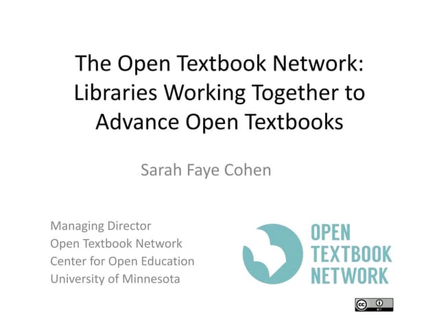The Open Textbook Network: libraries working together to advance open textbooks