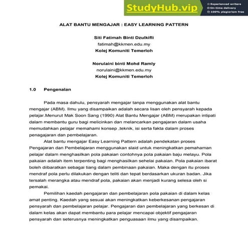 ALAT BANTU MENGAJAR EASY LEARNING PATTERN | PDF