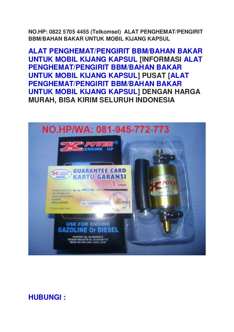 Alat Penghematpengirit Bbm Mobil Kijang Kapsul