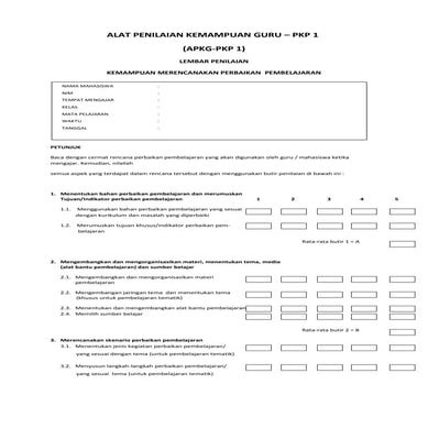 Alat penilaian kemampuan guru (apkg 1 dan 2)