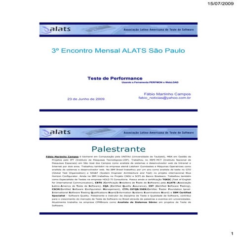 Teste de Performance - 3º Encontro da ALATS